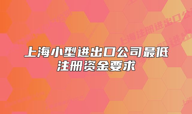上海小型進(jìn)出口公司最低注冊(cè)資金要求