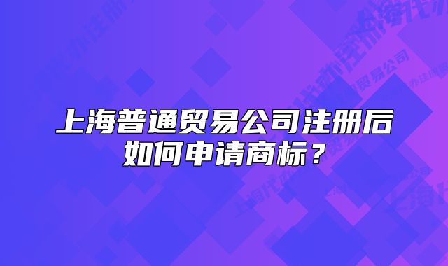 上海普通貿(mào)易公司注冊后如何申請商標(biāo)？