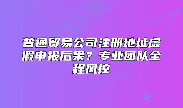 普通貿(mào)易公司注冊(cè)地址虛假申報(bào)后果？專業(yè)團(tuán)隊(duì)全程風(fēng)控