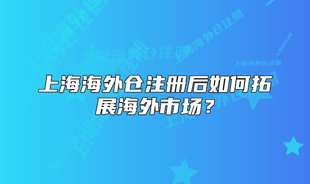 上海海外倉注冊后如何拓展海外市場？