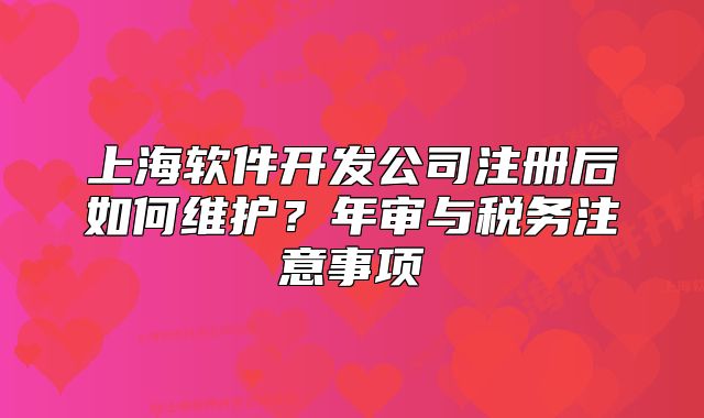 上海軟件開發(fā)公司注冊后如何維護(hù)？年審與稅務(wù)注意事項(xiàng)