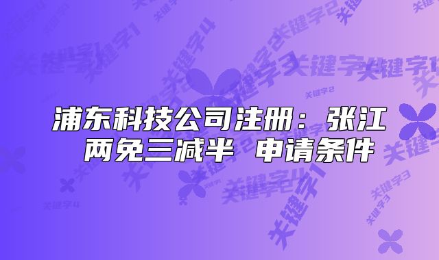 浦東科技公司注冊：張江 兩免三減半 申請條件
