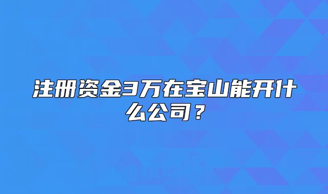 注冊資金3萬在寶山能開什么公司？