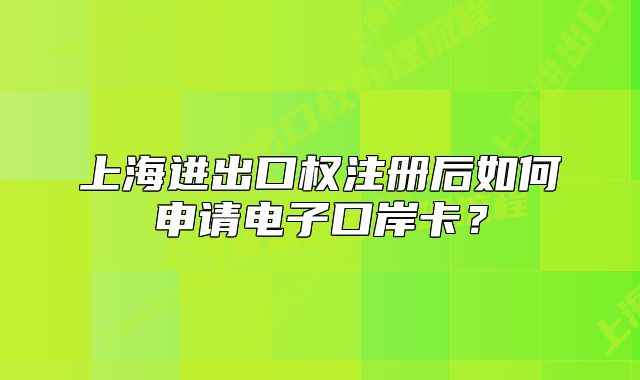 上海進(jìn)出口權(quán)注冊后如何申請電子口岸卡？