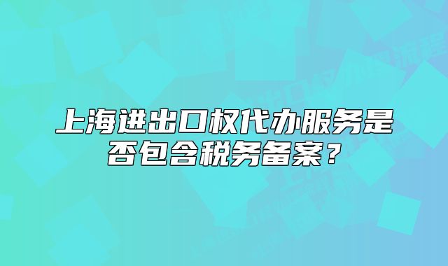 上海進出口權代辦服務是否包含稅務備案？