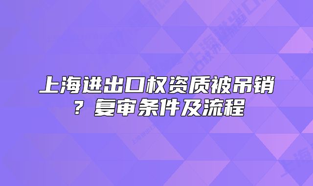 上海進出口權(quán)資質(zhì)被吊銷？復(fù)審條件及流程