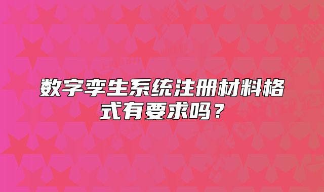 數(shù)字孿生系統(tǒng)注冊材料格式有要求嗎？