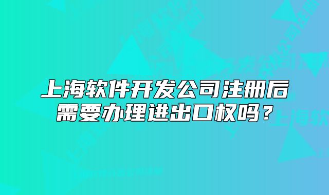 上海軟件開發(fā)公司注冊后需要辦理進(jìn)出口權(quán)嗎？