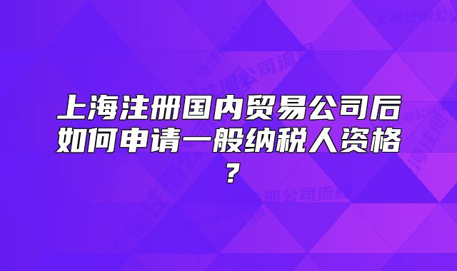 上海注冊(cè)國(guó)內(nèi)貿(mào)易公司后如何申請(qǐng)一般納稅人資格？