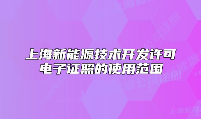 上海新能源技術(shù)開發(fā)許可電子證照的使用范圍