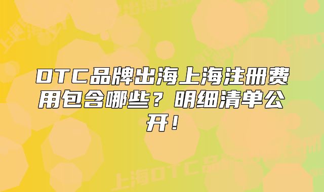 DTC品牌出海上海注冊費用包含哪些？明細清單公開！