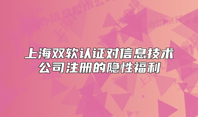 上海雙軟認證對信息技術(shù)公司注冊的隱性福利