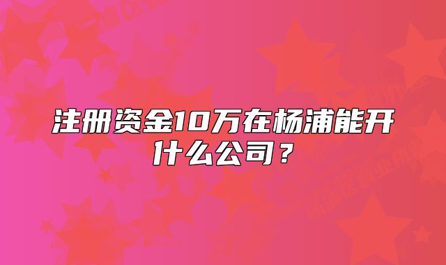 注冊資金10萬在楊浦能開什么公司？