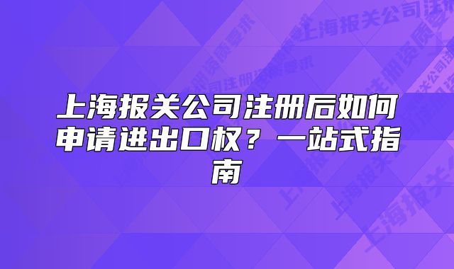 上海報關公司注冊后如何申請進出口權？一站式指南