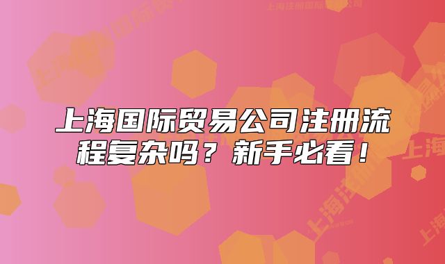 上海國際貿(mào)易公司注冊流程復雜嗎？新手必看！