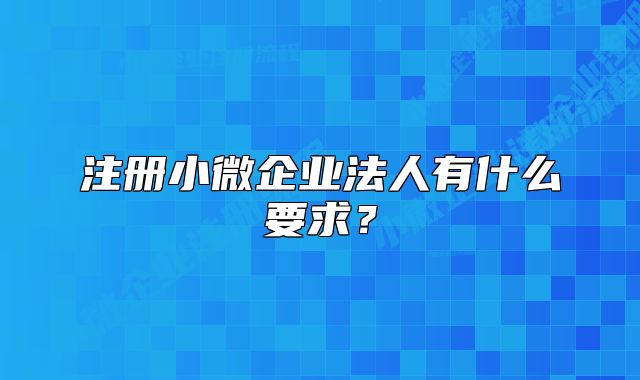 注冊小微企業(yè)法人有什么要求？