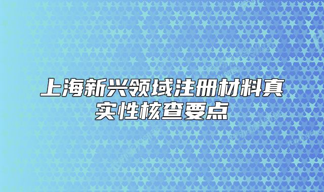 上海新興領(lǐng)域注冊材料真實性核查要點