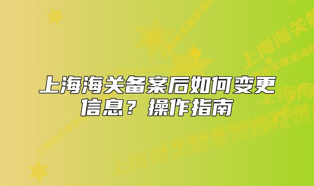 上海海關(guān)備案后如何變更信息？操作指南