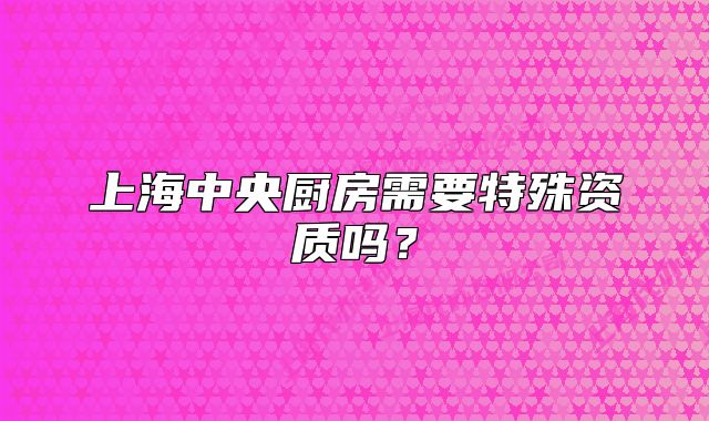 上海中央廚房需要特殊資質(zhì)嗎？