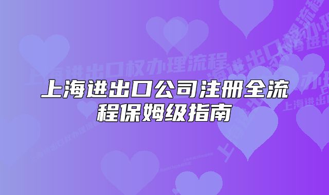 上海進出口公司注冊全流程保姆級指南