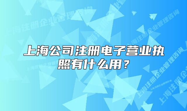 上海公司注冊電子營業(yè)執(zhí)照有什么用？