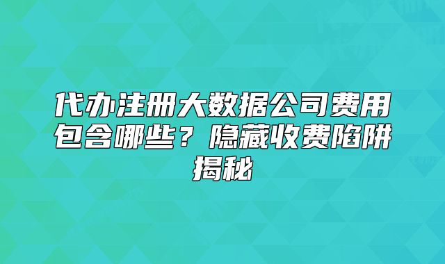 代辦注冊大數(shù)據(jù)公司費(fèi)用包含哪些？隱藏收費(fèi)陷阱揭秘