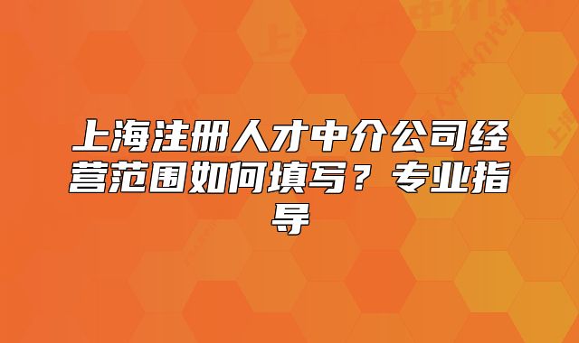 上海注冊(cè)人才中介公司經(jīng)營(yíng)范圍如何填寫？專業(yè)指導(dǎo)