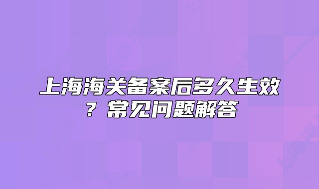上海海關(guān)備案后多久生效？常見問題解答