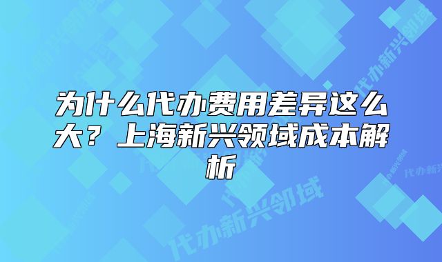 為什么代辦費用差異這么大？上海新興領域成本解析