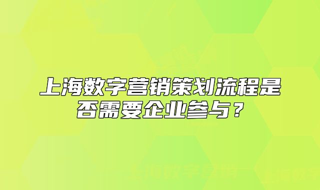 上海數(shù)字營銷策劃流程是否需要企業(yè)參與？
