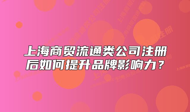 上海商貿(mào)流通類公司注冊(cè)后如何提升品牌影響力？