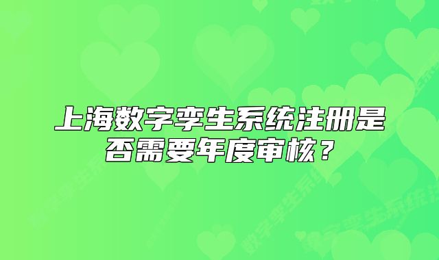 上海數(shù)字孿生系統(tǒng)注冊(cè)是否需要年度審核？