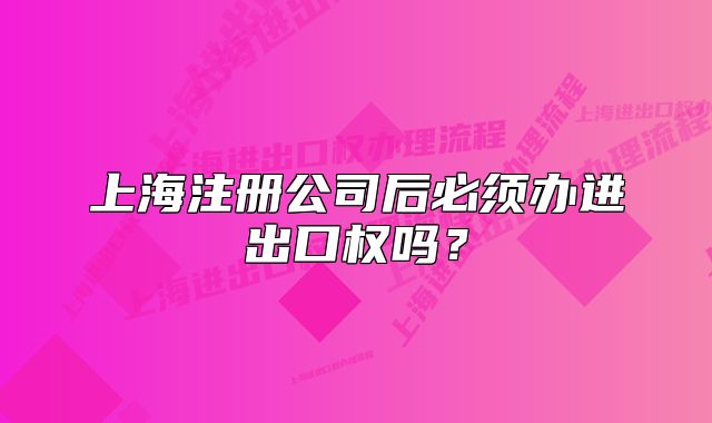 上海注冊公司后必須辦進(jìn)出口權(quán)嗎？