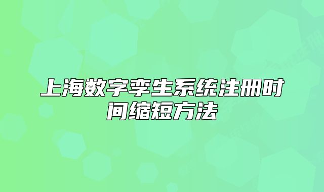 上海數(shù)字孿生系統(tǒng)注冊(cè)時(shí)間縮短方法