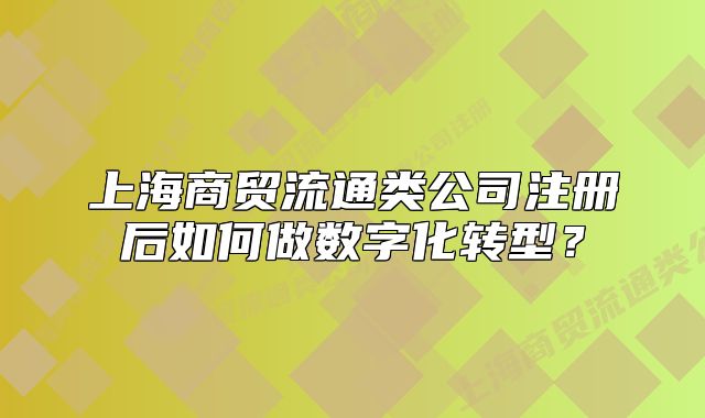 上海商貿(mào)流通類公司注冊后如何做數(shù)字化轉(zhuǎn)型？
