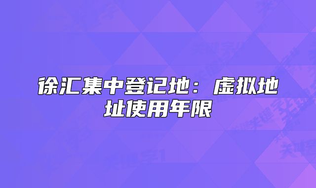 徐匯集中登記地：虛擬地址使用年限
