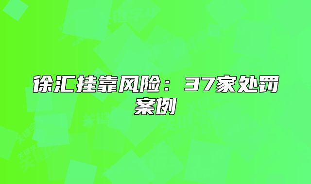 徐匯掛靠風險：37家處罰案例