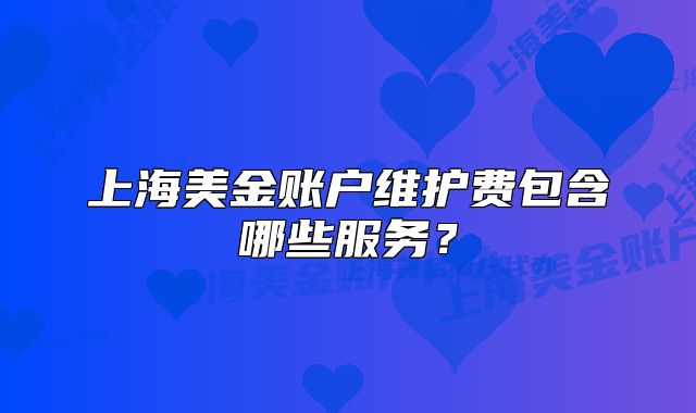 上海美金賬戶維護費包含哪些服務？