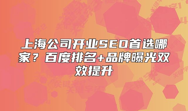 上海公司開(kāi)業(yè)SEO首選哪家？百度排名+品牌曝光雙效提升