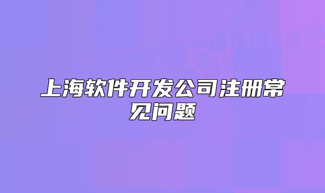 上海軟件開發(fā)公司注冊(cè)常見問題