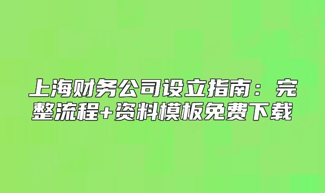 上海財務(wù)公司設(shè)立指南：完整流程+資料模板免費下載