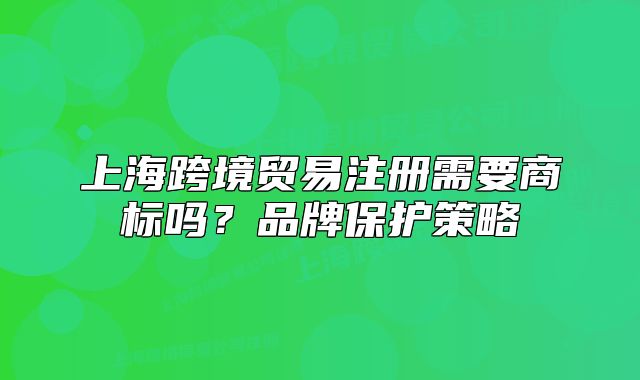 上?？缇迟Q(mào)易注冊(cè)需要商標(biāo)嗎？品牌保護(hù)策略