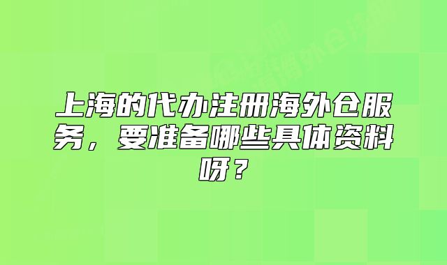 上海的代辦注冊海外倉服務，要準備哪些具體資料呀？