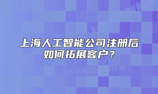 上海人工智能公司注冊后如何拓展客戶？