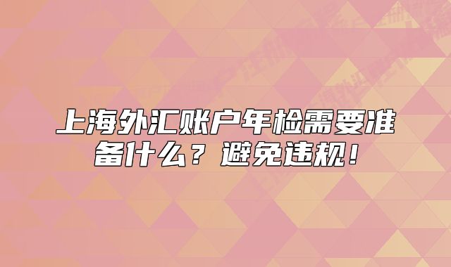 上海外匯賬戶年檢需要準(zhǔn)備什么？避免違規(guī)！
