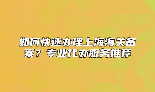 如何快速辦理上海海關(guān)備案？專業(yè)代辦服務(wù)推薦