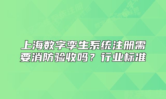 上海數(shù)字孿生系統(tǒng)注冊需要消防驗收嗎？行業(yè)標準