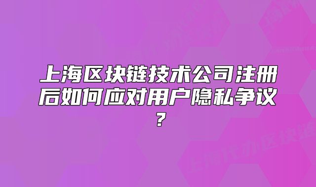 上海區(qū)塊鏈技術(shù)公司注冊(cè)后如何應(yīng)對(duì)用戶隱私爭(zhēng)議？