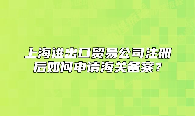 上海進(jìn)出口貿(mào)易公司注冊后如何申請海關(guān)備案？