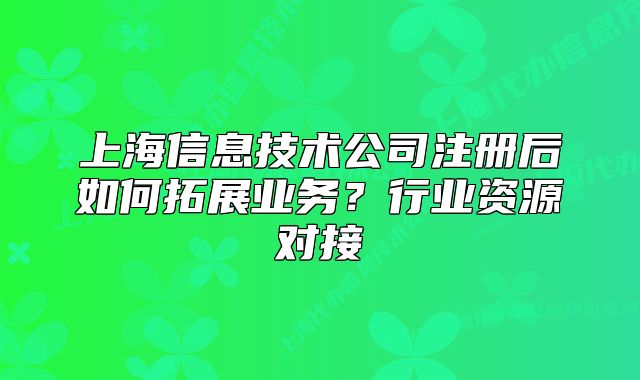 上海信息技術(shù)公司注冊(cè)后如何拓展業(yè)務(wù)？行業(yè)資源對(duì)接